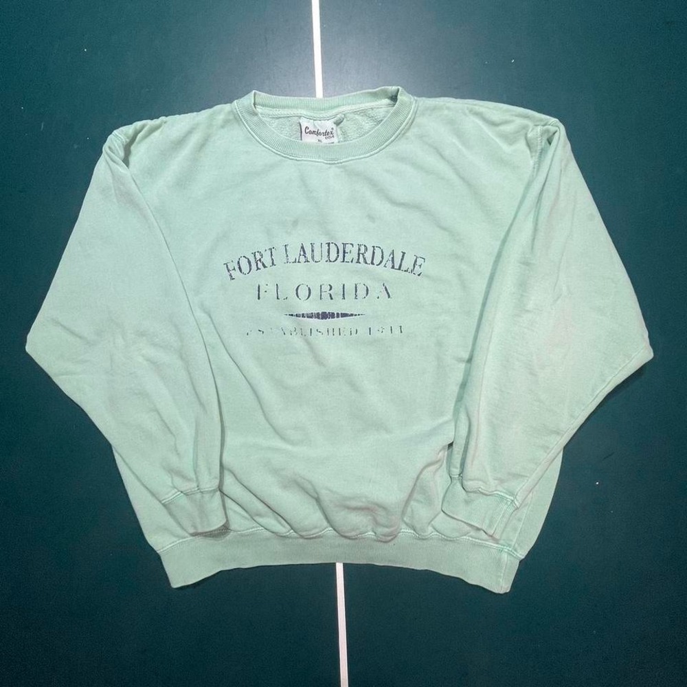 Vintage washed green Fort Lauderdale‎ crewneck sweatshirt size XL made in USA